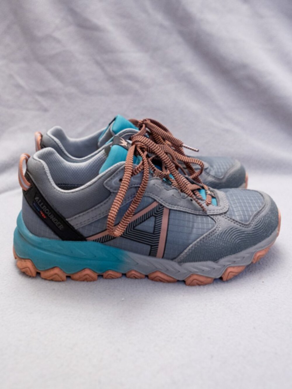 Like new Mephisto Allrounder Run-Tex Sneaker Hiking Grey Teal Peach Women size 8